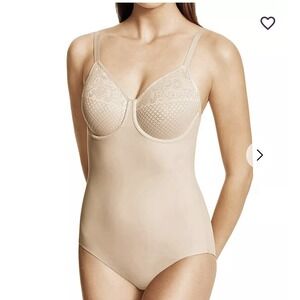Wacoal Bodysuit Shapewear Minimizer Underwire Visual Effects Sz 34C Nude 801210
